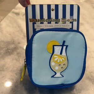 Wandering Moon Blue and Yellow Square Zipper Pouch NWT